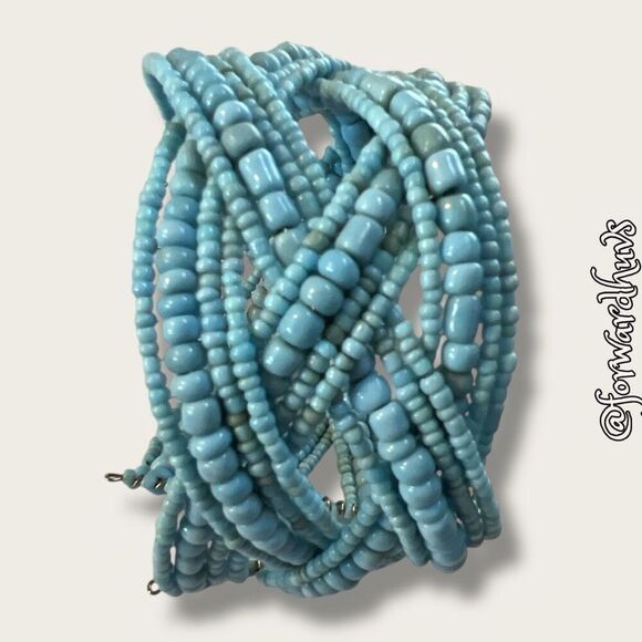 Bundle Sale 3 for $15 | Handcrafted Baby Blue Seed Bead Bracelet - Picture 5 of 7